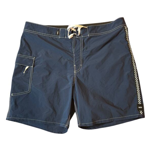 VANS Navy Swim Trunks Tie Closure 6.5 Inseam Blue Men's Size 34